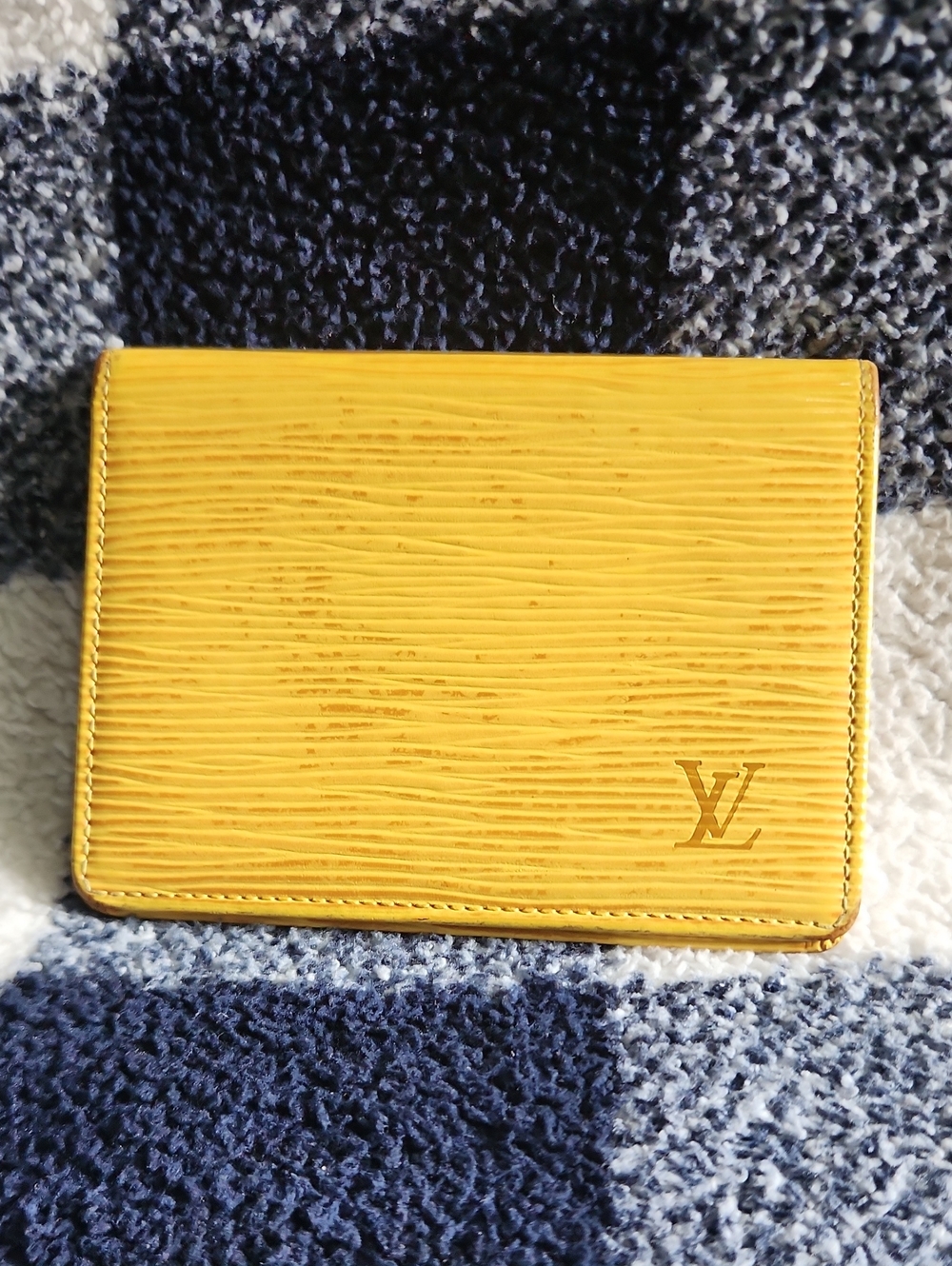 Louis Vuitton Yellow Epi Leather Card Case with Gold Embossed Logo